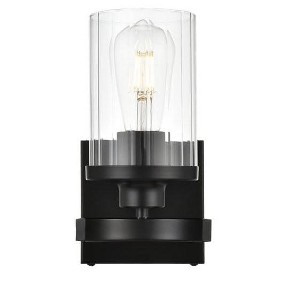 Elegant Lighting Saanvi 1 light Black and Clear Bath Sconce - 1 of 4