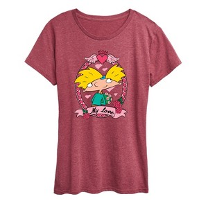 Women's - Hey Arnold! - Valentine's My Love Short Sleeve Graphic T-Shirt - 1 of 4