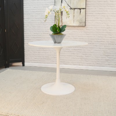 Enzo 36" White Marble Top Pedestal Dining Table