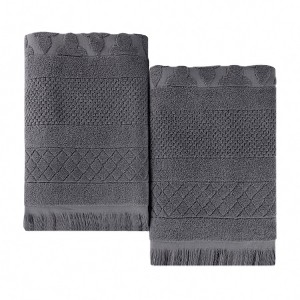 Cotton Geometric Jacquard Plush Soft Absorbent Bath Towel Set by Blue Nile Mills - 1 of 4