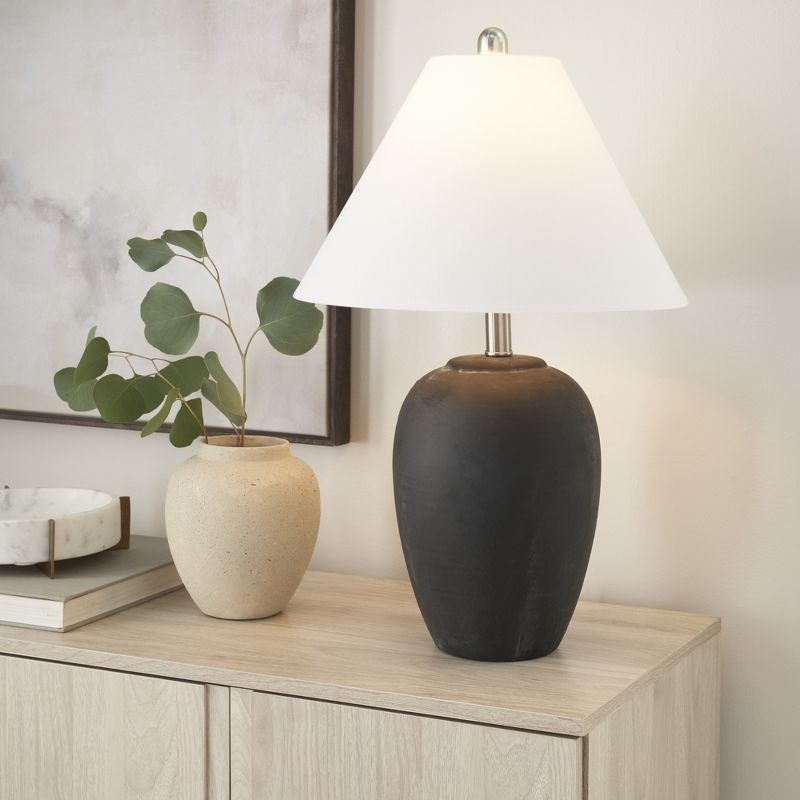 23" Unglazed Ceramic Jar Table Lamp - Nourison, 4 of 8