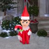 Gemmy Christmas Airblown Inflatable Elf on the Shelf Hugging Candy Cane EOTS, 3.5 ft Tall, Multi - 2 of 3