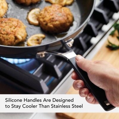 12.25" Black Aluminum Nonstick Frying Pan with Silicone Handle