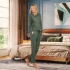 ADR Women's Pajamas Set, Soft Ribbed Knit Waffle Henley Pajamas Lounge Set, Lounge Sleeve Top and Pants with Pockets, Drawstring - 2 of 4