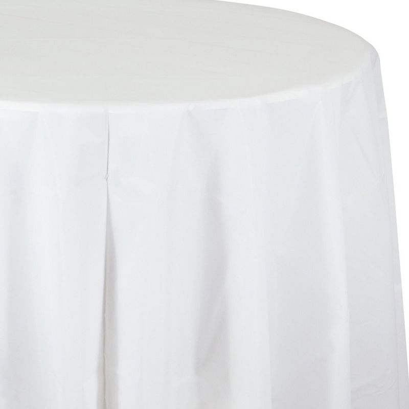 Creative Converting 82"W White Round Plastic Tablecloths 3 Count (DTC703272TC), 1 of 2