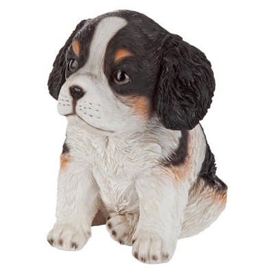 Design Toscano Black & White Cavalier King Charles Puppy Partner Collectible Dog Statue