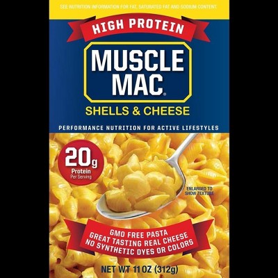 Muscle Mac® | Shells & Cheese Pasta For All Ages, 20 Grams Of Protein Per Serving, Real Cheese, Non-GMO, 11 Ounce (Pack of 2)