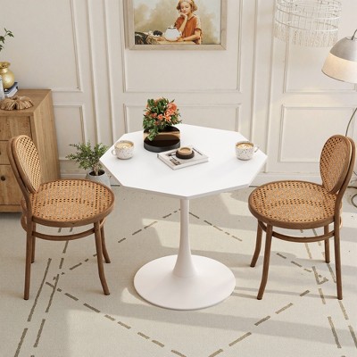 ModernLuxe Dining Table Dinette Table Octagonal Coffee Table Dinner Table Kitchen Table, White/Black