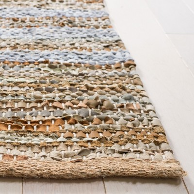 Ivory Cotton and Cowhide Handmade Flat Woven Rug - 3x5 Feet