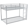 Okak 77.1IN Twin-Over-Twin Size Metal Floor Bunk Bed, Twin Bed with Ladder and Safety Guardrail, Kids Bunk Beds for Bedroom, Dormitory, Silver - 4 of 4