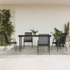 vidaXL Patio Dining Set Outdoor Table and Chair Black Steel and Textilene - 63" Table Length 4-Piece - 2 of 4