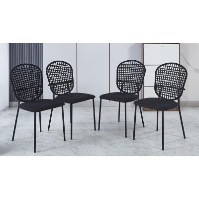 VYNXARIA Black Sennit Chairs - Set of 4 Dining & Coffee Chairs