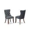 East West Furniture Dallas Parson Dining Chairs - Button Tufted Nailhead Trim Platinum Gray faux Leather Padded Chairs, Set of 2, Mahogany - 2 of 4