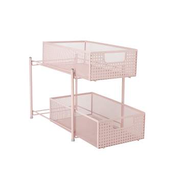 Mind Reader Metal Mesh Heavy Duty Organizer [2 TIER] Slide Out Basket Drawer For Kitchen, Bathroom, Office Desk (BLACK)