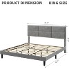 Velvet Bed Frame with Headboard, Modern Upholstered Platform Bed, Mirror Stainless Steel Decoration, Wooden Slats Support - 2 of 4