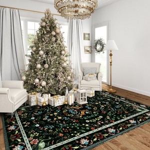 5x7ft Area Rug, Washable Rug with Non Slip Vintage Design, Soft Low Pile Carpet for Bedroom, Dining Room, Farmhouse - 1 of 4