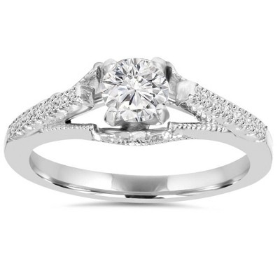Pompeii3 1/2CT Vintage Diamond Engagement Ring 14K White Gold