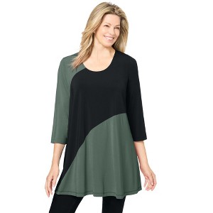 Woman Within Knit Colorblock Tunic - 1 of 4