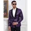 Clearlove Men's Sequin Blazer One Button Tuxedo Fashion Slim Fit Party Dinner Prom Shiny Suit Jacket,Black purple,M - 4 of 4