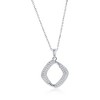Bella Silver Sterling Silver, Pave CZ Square Necklace & Earrings Set - Silver - 16+2 Inch - 3 of 4