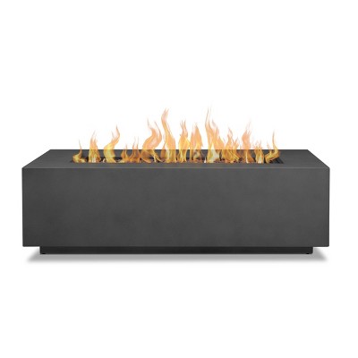 Mist Gray Rectangular Gas Fire Pit Table with Lava Rocks