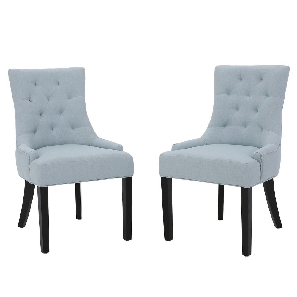 Photos - Chair Set of 2 Hayden Tufted Dining  Light Sky - Christopher Knight Home
