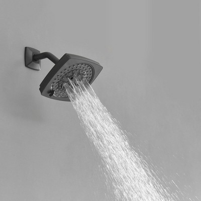 Matte Black Square Rainfall Shower Faucet Set with Tub Spout