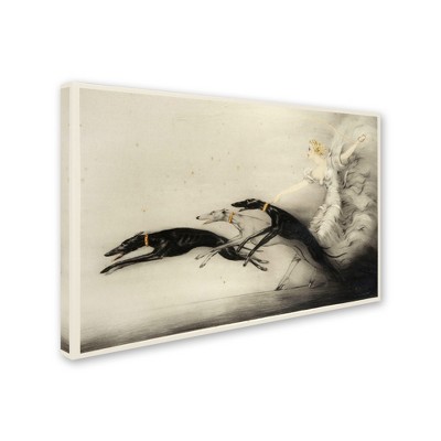Trademark Fine Art -Vintage Apple Collection 'Art Deco Woman Greyhounds' Canvas Art