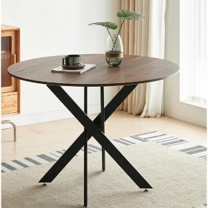 Cross Leg Modern Dining Table, with Round or Square Table Top, Pedestal Dining Table, End Table Leisure Coffee Table - 1 of 4