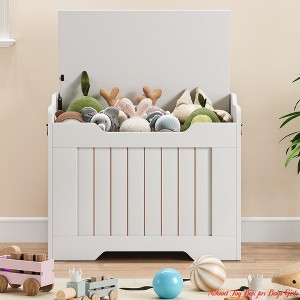 Living Room Storage Chest, 24.8 in Small Toy Chest, Wood Toy Box for Boys Girls with Lids, Storage Bench w/ Safety Hinge, Supports 350 LBS - 1 of 4