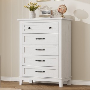 Garvee 5 Dresser for Bedroom, 41.3" Tall Vertical Drawer Dresser with Storage Chest, Freestanding Wooden Closet Chest for Living Room, Bedroom - 1 of 4