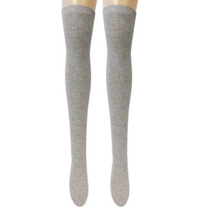 Wrapables Women's Ribbed Knee High Boot Socks, Gray - 1 of 3