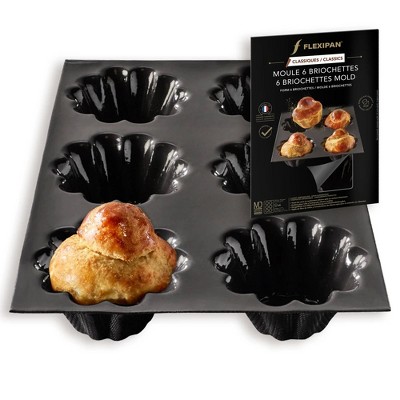 Flexipan Original 6 Mini Brioche Mold, Non-Stick, Handcrafted in France, Trusted by Chefs, Food Safe Certified
