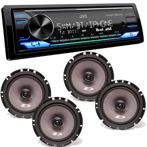 JVC KD-X380BTS Digital Media Receiver w/ Bluetooth, USB, Amazon Alexa w/ 2 Pairs Alpine SXE-1726S 6.5" Coax Speakers - 1 of 4