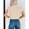 Coolmee Women's Cap Sleeve Crop Tops Summer High Neck Contrast Color Sweater Vest Ribbed Knit Sleeveless Tank Top - 2 of 4