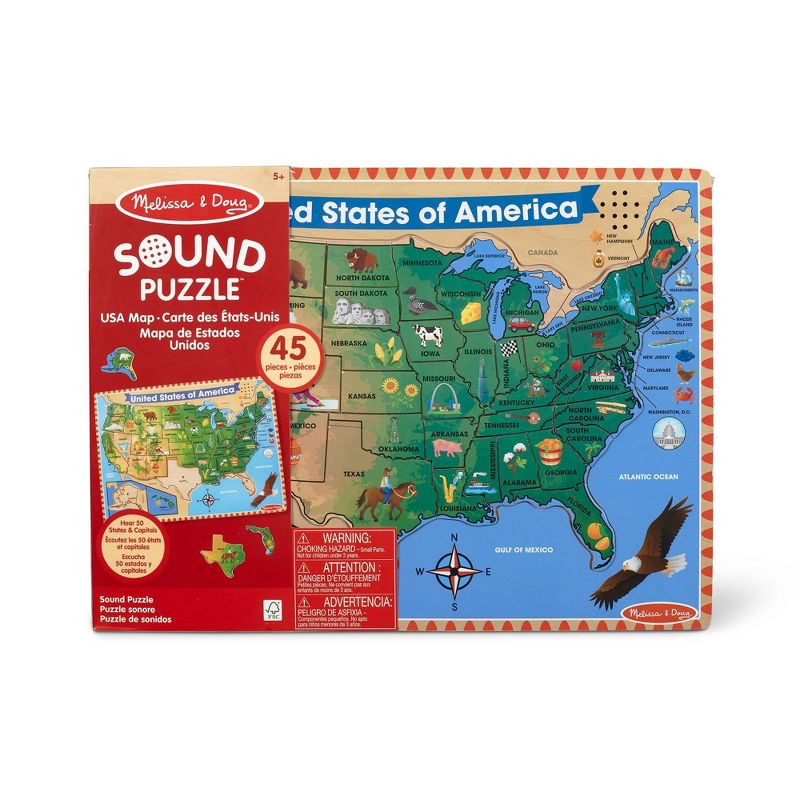 Melissa &#38; Doug USA Map Sound Puzzle - Wooden Peg Puzzle With Sound Effects (40pc), 4 of 11