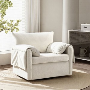 Comfortable Swivel Accent Armchair Oversized Upholstered Single Sofa With Side Pockets Teddy Swivel Arm Chair For Living Room,Bedroom-Cuddlewood - 1 of 4