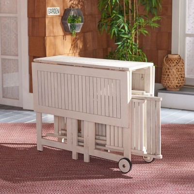 White Acacia Wood 5-Piece Foldable Patio Dining Set