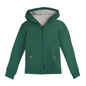Mightly Kids' Fair Trade Organic Cotton Zip-Up Pocket Hoodie - Medium (8), Forest Green - 1 of 3