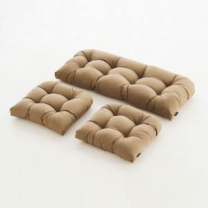 Outdoor Chair Cushions,3 Piece Loveseat Outdoor Cushions Set,Tufted/Wicker Patio Cushion for Patio Furniture All Weather,44"x19"x5" - 1 of 4