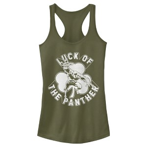 Juniors Womens Marvel St. Patrick's Day Luck of the Black Panther Racerback Tank Top - 1 of 4