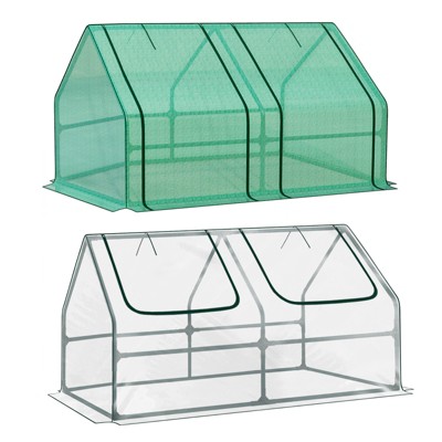 Aoodor Mini Greenhouse with 2 Replaceable Covers, Portable Garden Greenhouse with Roll-up Zipper Doors, UV-Protected for Outdoor Plants, 6'x3'x3'