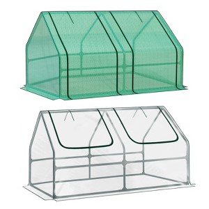 Aoodor Mini Greenhouse with 2 Replaceable Covers, Portable Garden Greenhouse with Roll-up Zipper Doors, UV-Protected for Outdoor Plants, 6'x3'x3' - 1 of 4