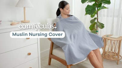 Comfy Cubs Muslin Nursing Cover - 100% Muslin Breastfeeding Cover With Adjustable Neck Strap, Fern