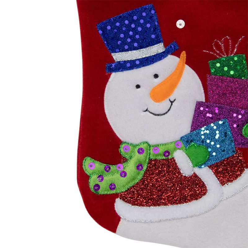 Northlight 20.5" Red and White Embroidered Snowman with Glitter Christmas Stocking, 3 of 4