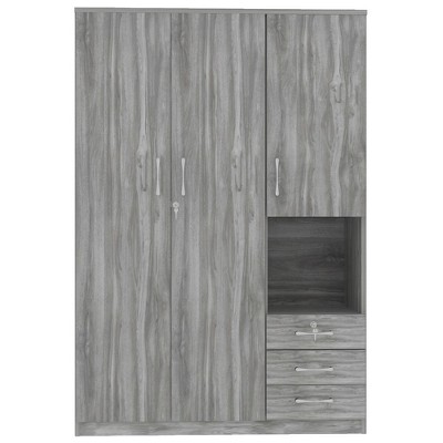 TIRAMISUBEST 2-Door Wooden Wardrobe for Bedroom Storage - Mobile Lateral Filing Cabinet with Locking Wheels and Adjustable Shelf