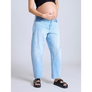Women's Under the Belly Barrel Leg Maternity Jeans | Motherhood Maternity - 1 of 4