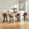 Art Leon Swivel Armless Barstool with Wood Legs, Set of 2 - 3 of 4