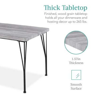Gray Metal and Wood 5-Piece Rectangular Dining Set with 4 Chairs