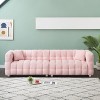 DOMETOUR 102 Inch Teddy Fleece Sofa for Living Room Bedroom, 4 Seat Modern Upholstered Sofa Futon Couch with 2 Pillows - 3 of 4